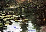 Yerres, on the Pond, Water Lilies by Gustave Caillebotte
